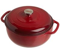 Lodge 5.68 litre / 6 quart Cast Iron/Porcelain Enamel Dutch Oven/Casserole Dish, Red