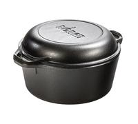Lodge L8DD3 4.73 litre / 5 quart Pre-Seasoned Cast Iron Double Dutch Oven (with Loop Handles), Black