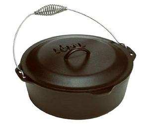 Lodge 6.62 litre / 7 quart Pre-Seasoned Cast Iron Dutch Oven/Casserole Dish (with Spiral Bail Handle)