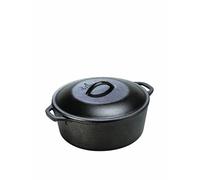 Lodge 6.62 Litre / 7 Quart Pre-Seasoned Cast Iron Dutch Oven, Inoxidable, Black, 7 Qt
