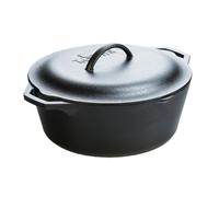Lodge 6.62 Litre / 7 Quart Pre-Seasoned Cast Iron Dutch Oven, Inoxidable, Black, 7 Qt