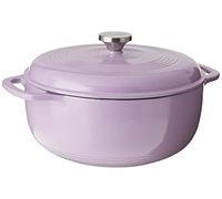 Lodge 6 Quart Enameled Cast Iron Dutch Oven with Lid - Dual Handles - Oven Safe up to 500° F or on Stovetop - Use to Marinate, Cook, Bake, Refrigerate and Serve - Lilac