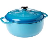 Lodge 6 Quart Enameled Cast Iron Dutch Oven with Lid - Dual Handles - Oven Safe up to 500° F or on Stovetop - Use to Marinate, Cook, Bake, Refrigerate and Serve - Cornflower Blue
