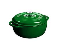 Lodge 6 Quart Enameled Cast Iron Dutch Oven with Lid - Dual Handles - Oven Safe up to 500° F or on Stovetop - Use to Marinate, Cook, Bake, Refrigerate and Serve - Evergreen