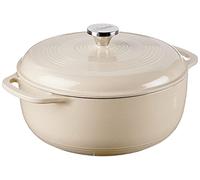 Lodge 6 Quart Enameled Cast Iron Dutch Oven with Lid - Dual Handles - Oven Safe up to 500° F or on Stovetop - Use to Marinate, Cook, Bake, Refrigerate and Serve - Sandalwood