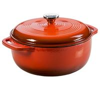Lodge 6 Quart Enameled Cast Iron Dutch Oven with Lid - Dual Handles - Oven Safe up to 500° F or on Stovetop - Use to Marinate, Cook, Bake, Refrigerate and Serve - Poppy