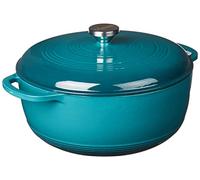 Lodge 7.5 Quart Enameled Cast Iron Dutch Oven with Lid - Dual Handles - Oven Safe up to 500° F or on Stovetop - Use to Marinate, Cook, Bake, Refrigerate and Serve - Lagoon