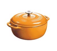 Lodge 7.5 Quart Enameled Cast Iron Dutch Oven with Lid - Dual Handles - Oven Safe up to 500° F or on Stovetop - Use to Marinate, Cook, Bake, Refrigerate and Serve - Apricot