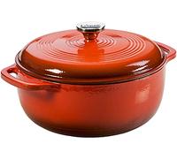 Lodge 7.5 Quart Enameled Cast Iron Dutch Oven with Lid - Dual Handles - Oven Safe up to 500° F or on Stovetop - Use to Marinate, Cook, Bake, Refrigerate and Serve - Poppy