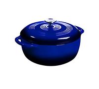 Lodge 7.5 Quart Enameled Cast Iron Dutch Oven with Lid - Dual Handles - Oven Safe up to 500° F or on Stovetop - Use to Marinate, Cook, Bake, Refrigerate and Serve - Indigo