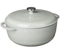 Lodge 7.5 Quart Enameled Cast Iron Dutch Oven with Lid - Dual Handles - Oven Safe up to 500° F or on Stovetop - Use to Marinate, Cook, Bake, Refrigerate and Serve - Desert Sage