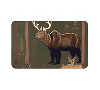 Lodge Bear Deer Doormat 20 X 31.5 Inch Welcome Mat Non-Slip Absorbent Bath Rug Soft Washable Floor Mat Carpet for Kitchen Bedroom Bathroom Home Decor