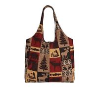 Lodge Bear Deer Fish Aesthetic Tote Bag For Girls : With Full-Page Printing For Women Lady Canvas Polyester Tote Bag