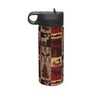Lodge Bear Deer Fish Printing The Print 18 Oz Stainless Steel Sports Insulated Kettle with Lid for Adult Men Women