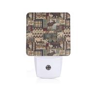 Lodge Bear Deer Plug-in Led Night Light with Motion Sensor Dusk to Dawn Sensor Backlit Nightlight for Bedroom Bathroom