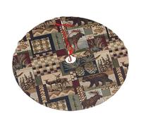 Lodge Bear Deer Printing Christmas Tree Skirt For Halloween,Snow Christmas Decorations For Holiday Trees Ornaments