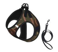 Lodge Bear Deer Printing Dog Summer Harness With Leash Set,Adjustable And Reflective Step-In Puppy Pet Vest Harnesses