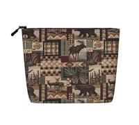 Lodge Bear Deer Versatile Travel Toiletry Bag - Fake Hemp Makeup Bag for Multi-use - Cosmetic Accessories Organizer