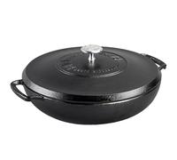 Lodge Blacklock 17 Triple Seasoned Cast Iron Braiser with Lid - Dutch Oven with Nonstick Finish - Lightweight Cast Iron Braiser - Dutch Oven Cookware - Cooking Pot with High-Heat Aluminum Knob