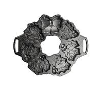 Lodge BWHW Cast Iron Holiday Wreath Baking Pan, Black