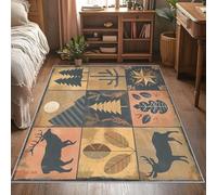 Lodge Cabin Rugs Living Room Large - Rustic Wildlife Bear Area Rugs for Bedroom Rug Brown Dark Gray Carpet, Washable Non Slip Soft Low Pile Patterned Rug & Room Decor 240x340 O-fd21