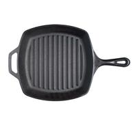 Lodge 17L8SGP3 26.67 cm / 10.5 inch Pre-Seasoned Cast Iron Square Grill Pan / Fat-Free Fryer, Black