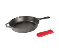 Lodge Cast Iron Skillet with Red Silicone Hot Handle Holder 12-inch