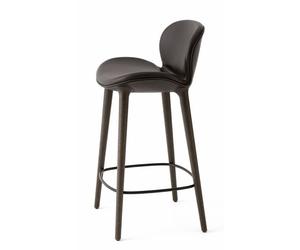 Lodge counter stool dark oak / leather dark brown Vipp