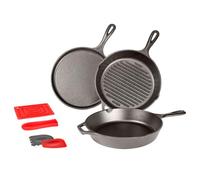 Lodge Essential Pan Set, 7-Piece, Black | PFAS-Free Cast Iron Set Includes Skillets, Griddle & Dutch Oven for Non-Toxic Everyday Cooking, Made in USA