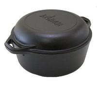 Lodge L8DD3 4.73 litre / 5 quart Pre-Seasoned Cast Iron Double Dutch Oven (with Loop Handles), Black