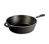 Lodge L8DSK3 26.04 cm / 10.25 inch / 3 Litre Pre-Seasoned Cast Iron Deep Round Skillet / Frying Pan, Black