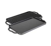 Lodge LPGI3 Collection 20x10 Inch Cast Iron Chef Style Reversible Grill/Griddle. Two-in-One Seasoned Cookware for Stovetop Burners or a Campfire. Made, Black