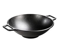 Lodge P14W3 35.56 cm / 14 inch Pre-Seasoned Cast Iron Wok with Loop Handles , Black