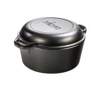 Lodge Pre-Seasoned Cast Iron 2-in-1 Double Dutch Oven with Lid. Casserole Pot and Skillet for Indoor and Outdoor Use. Induction, Oven, Grill and Metal Utensil Safe. Made in the USA. 4.75 Litre/5 Quart