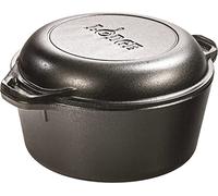 Lodge L8DD3 4.73 litre / 5 quart Pre-Seasoned Cast Iron Double Dutch Oven (with Loop Handles), Black