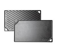 Lodge LDP3 42.55 x 24.13 cm / 16.75 x 9.5 inch Pre-Seasoned Cast Iron Rectangular Reversible Grill / Griddle, Black