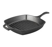 Lodge 17L8SGP3 26.67 cm / 10.5 inch Pre-Seasoned Cast Iron Square Grill Pan / Fat-Free Fryer, Black