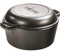 Lodge PreSeasoned Cast Iron 2in1 Double Dutch Oven with Lid. Casserole Pot an...