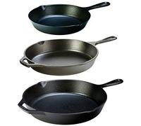 Lodge Seasoned Cast Iron 3 Skillet Bundle. 12 Inches and 10.25 Inches with 8 Inch Set of 3 Cast Iron Frying Pans