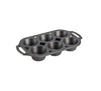 Lodge Seasoned Cast Iron Muffin Pan, 6 Impressions, 12.69", Black