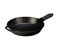 Lodge Seasoned Cast Iron Skillet with Hot Handle Holder (30 cm, Black Silicone) - 12 Inch Cast Iron Frying Pan with Silicone Hot Handle Holder (Black)