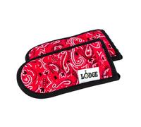 Lodge Set of 2 Cotton Hot Handle Holders, Bandana, Fabric, Red/Black, 16.51x7.62x1.27 cm