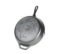 Lodge Wildlife Series 12" Cast Iron Frying Pan with Bear Scene and Auxiliary Handle, Black