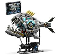 Lodikisbay Steampunk Mechanical Piranha Building Set for Adults, Creative Killer Fish Animal Collection Toy for Home Office Decor STEM Gift for Teens Boys 14+ (1085PCS)