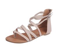 Lodizeora Sandals For Women Flat Clip Toe Sandal Womens Summer Sandals With Adjustable Buckle Waterproof Cross Trap Heeled Sandal Casual Comfortable Walking Shoes For Summer Trekking Beach