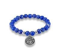 LODMLOER 12 Constellations Zodiac Bracelets - Natural Lapis Lazuli Stone Beaded Bracelet Charm Jewelry Couple Bracelet Men Women Zodiac Bracelet Birthday Gift,Leo,Elastic Bracelet