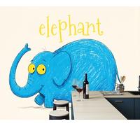 LODMLOER 3D Panoramic Mural Cartoon Elephant Print Photo Wallpaper,Blue Beige Non-Woven Wall Mural Decoration Poster Picture Watercolor Hand-Painted 250x175cm Murals for Living Room Bedroom