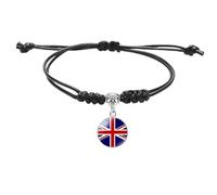 LODMLOER 3Pcs The Union Jack Bracelet, Multicolor Handmade Woven Adjustable Flag Bracelet United Kingdom Flag Bracelet Jewelry Gift For Men Women,Black,28Cm