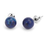 LODMLOER 8Mm Natural Stone Stud Earrings -Round Crystal Quartz Ball Beads Silver Color Simple Ear Nails,Fashion Ear Jewelry For Women Girl,Lapis