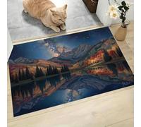 LODMLOER Autumn Landscape Area Rug,50 x 80 cm Forest Lake Entryway Rug, Non-Slip Low-Pile Doormat, Indoor Entrance Rugs, Washable Blue Carpet for Bedroom Kitchen Laundry Room